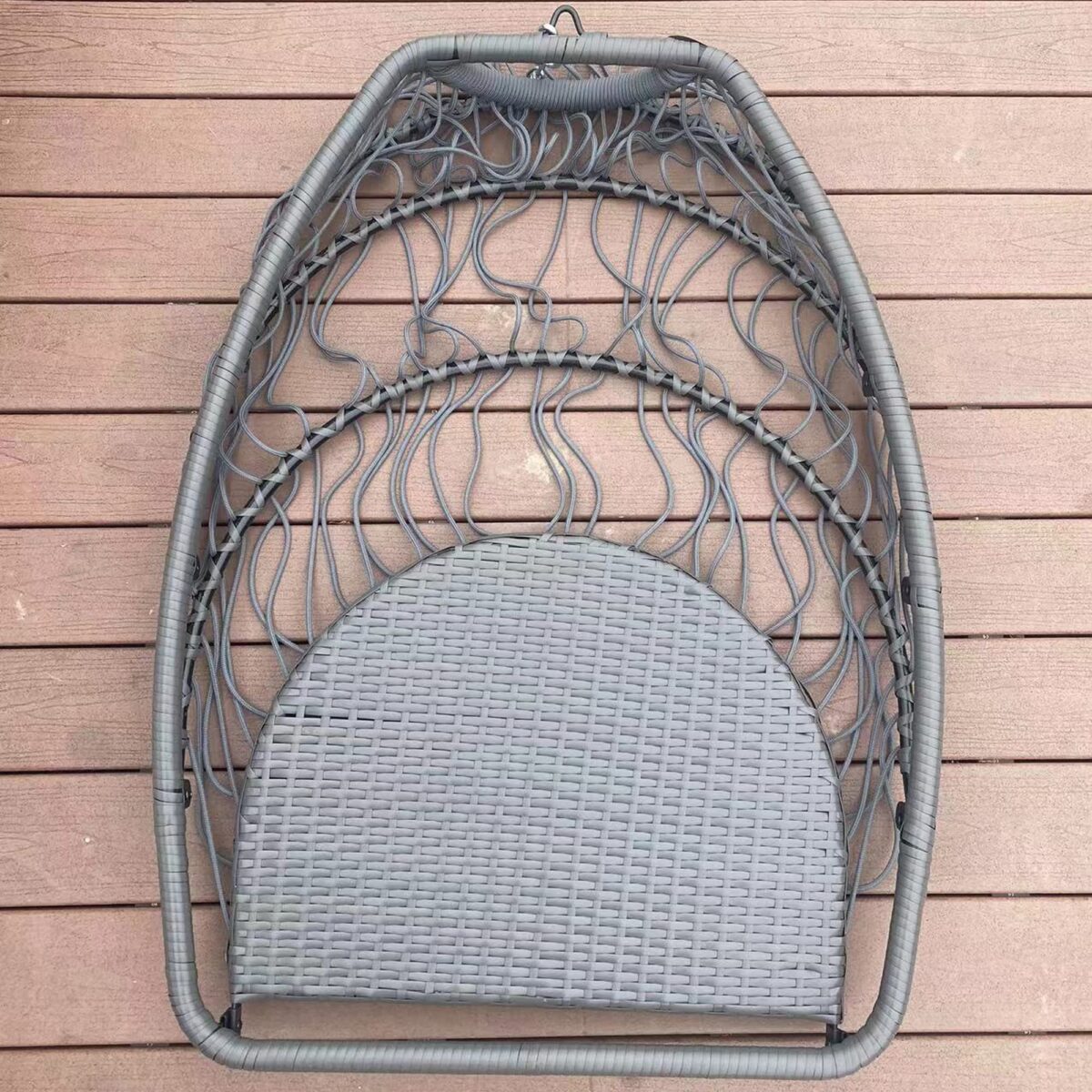 HomSof Outdoor Patio Wicker Hanging Chair, Rattan Swing, Cushion, Grey (New)