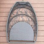 HomSof Outdoor Patio Wicker Hanging Chair, Rattan Swing, Cushion, Grey (New)