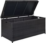 Crosley Palm Harbor Wicker Outdoor Storage Box, Brown, for Cushions & Floats (New)