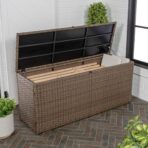 happimess TRK1000B Nino 31.5" Storage Box, Faux Wicker, Soft-Close, Brown. (New)