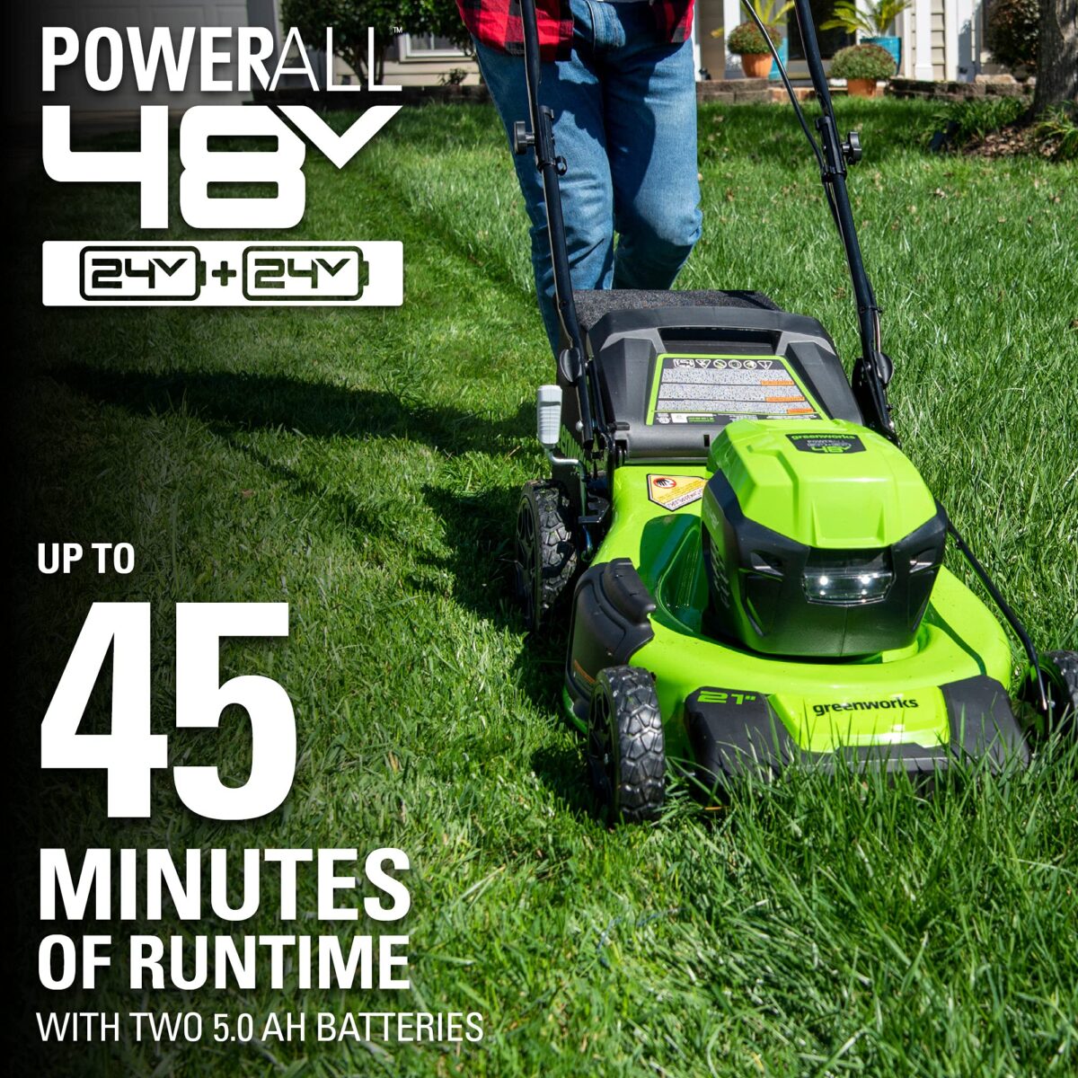 Greenworks 48V 21" Brushless Cordless Self-Propelled Lawn Mower, 2x 5.0Ah Batteries. (New)