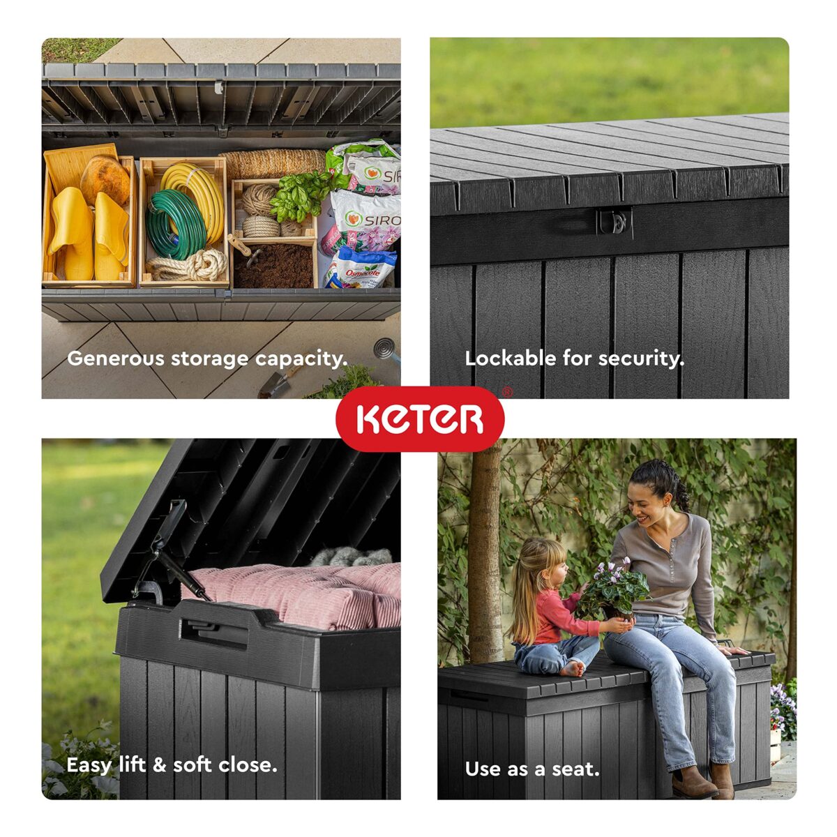 Keter Darwin 100-Gallon Deck Box: Storage for Patio, Cushions, Tools (New)