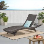 Christopher Knight Salem Wicker Chaise Lounge, Adjustable & Keter Patio Table, Brown (New)