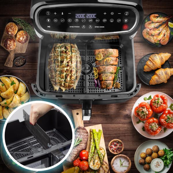 Duronic Dual Air Fryer AF34: 10L, Dual Zone, 3 Drawers, Black (New)