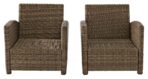 Crosley Bradenton 2-Piece Outdoor Chair Set, Wicker, Sunbrella Cushions, Brown (New)