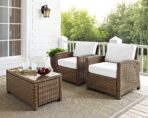 Crosley Bradenton 2-Piece Outdoor Chair Set, Wicker, Sunbrella Cushions, Brown (New)