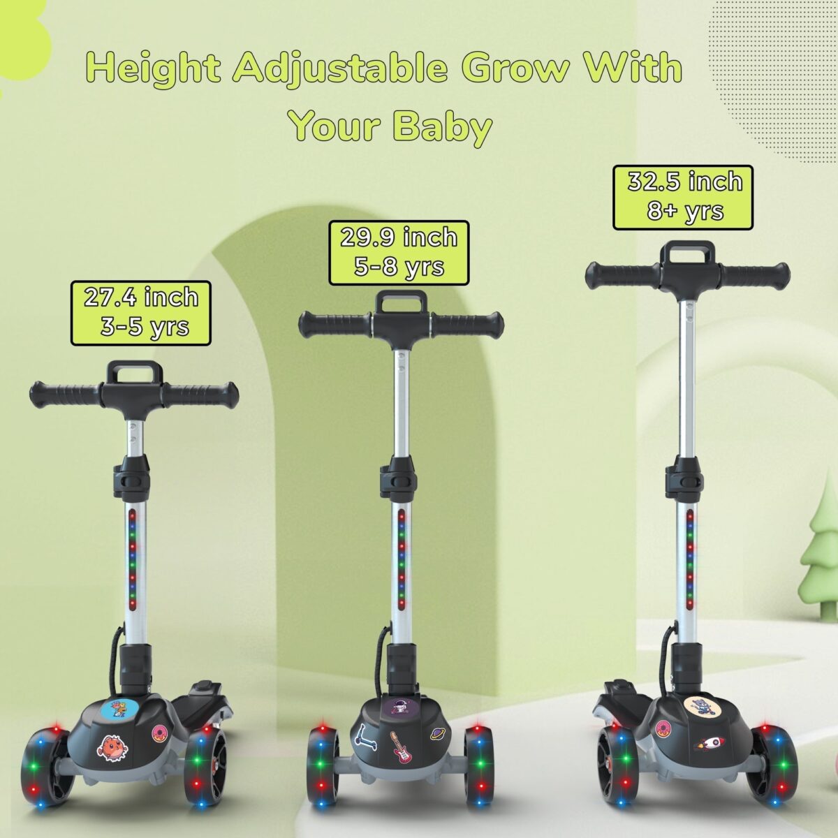 iScooter iK2 Height Adjustable Kids Electric Scooter with Flashing Wheels (New)